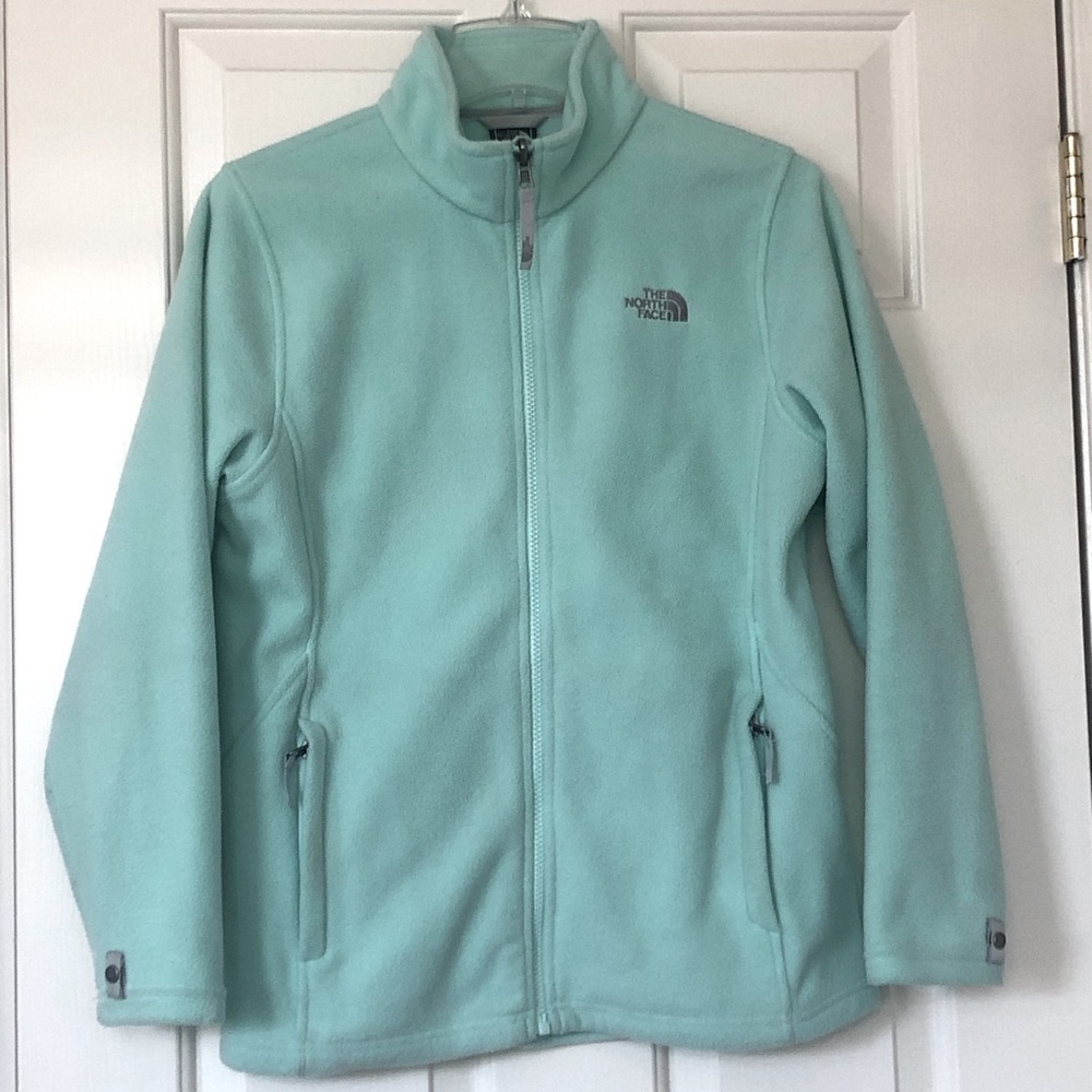 North Face teal zip up fleece jacket girls size XL